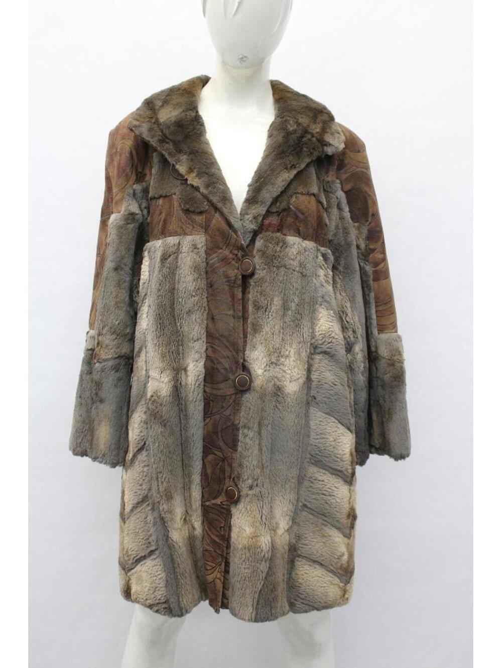 Excellent Sheared Muskrat Fur & Suede Coat Women Woman Size 6 Small